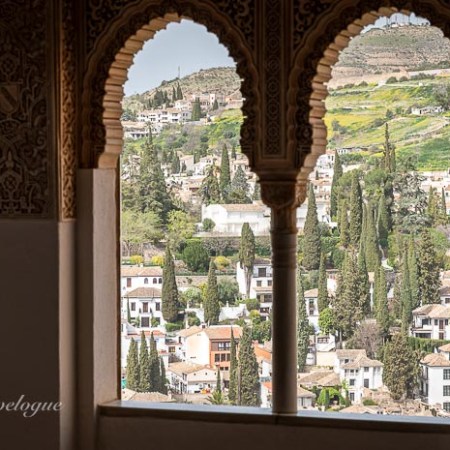A window view of Granada countryside