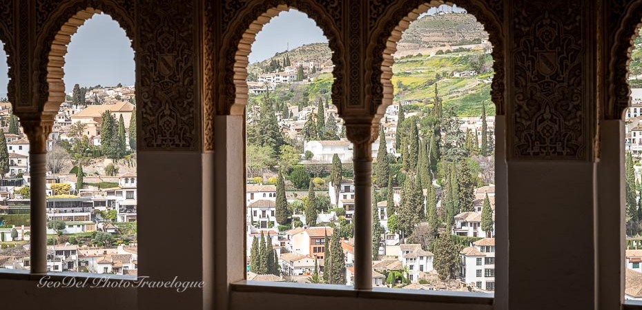 A window view of Granada countryside