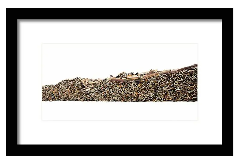 A high-key photograph of a stacked pile of cork barks.